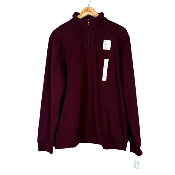 NWT Croft & Barrow 1/4 Zip Fleece Pullover Sz L Burgundy Extra Soft Sustainable - Picture 2 of 6